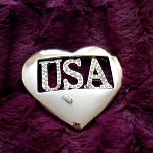 💕 Chrome rhinestone USA removable belt buckle